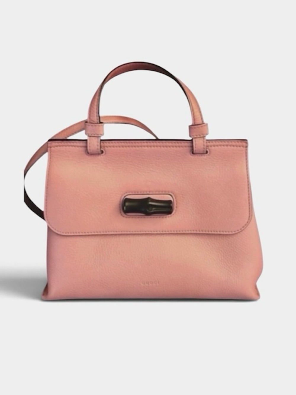 Gucci dusty rose leather bamboo daily crossbody shoulder top handle bag